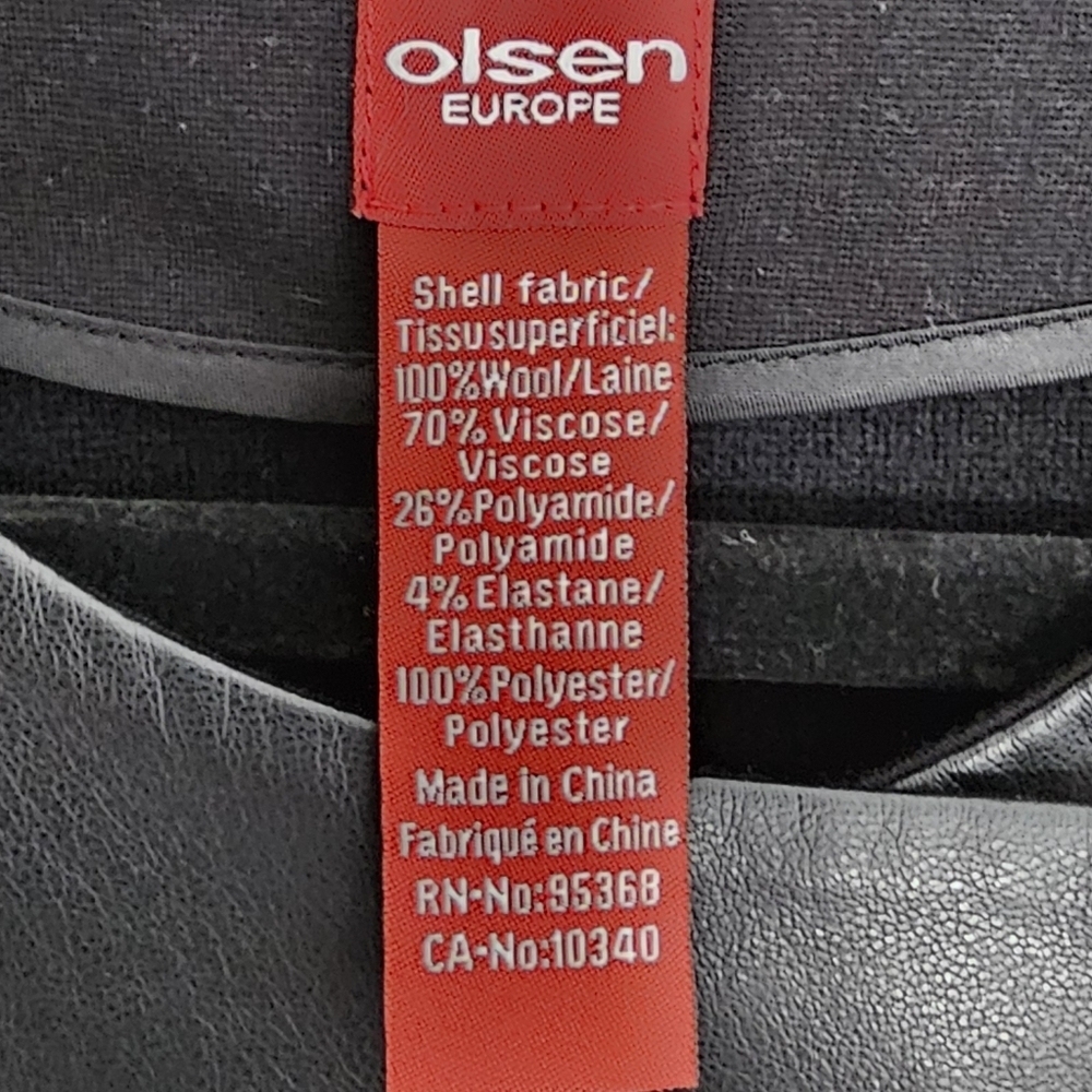 Olsen Wool Vegan Leather Zip Up Jacket Size 2 - Picture 8 of 13